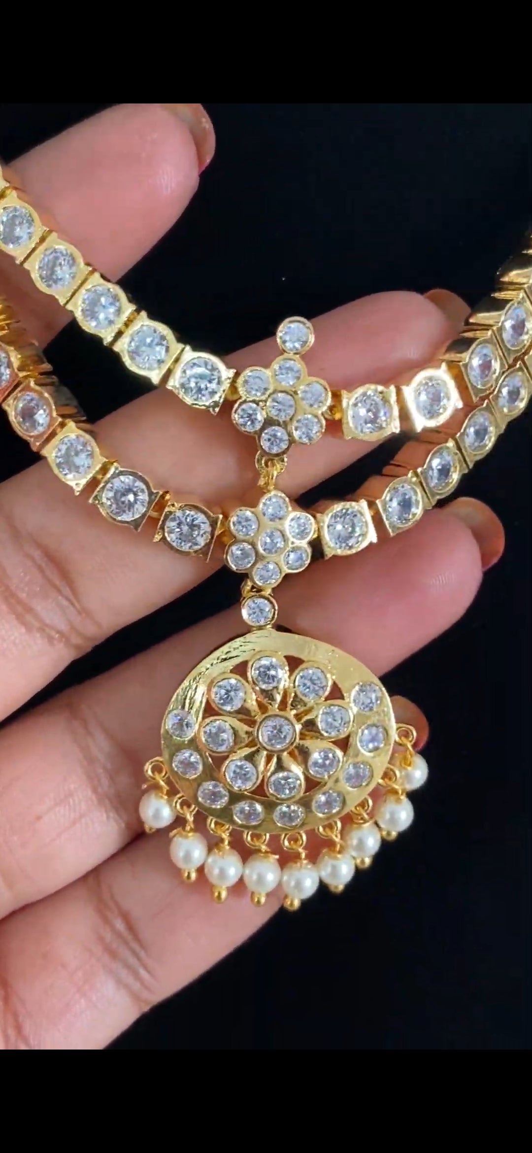 Traditional AD Real Kempu Necklace Set | Indian Jewelry In USA