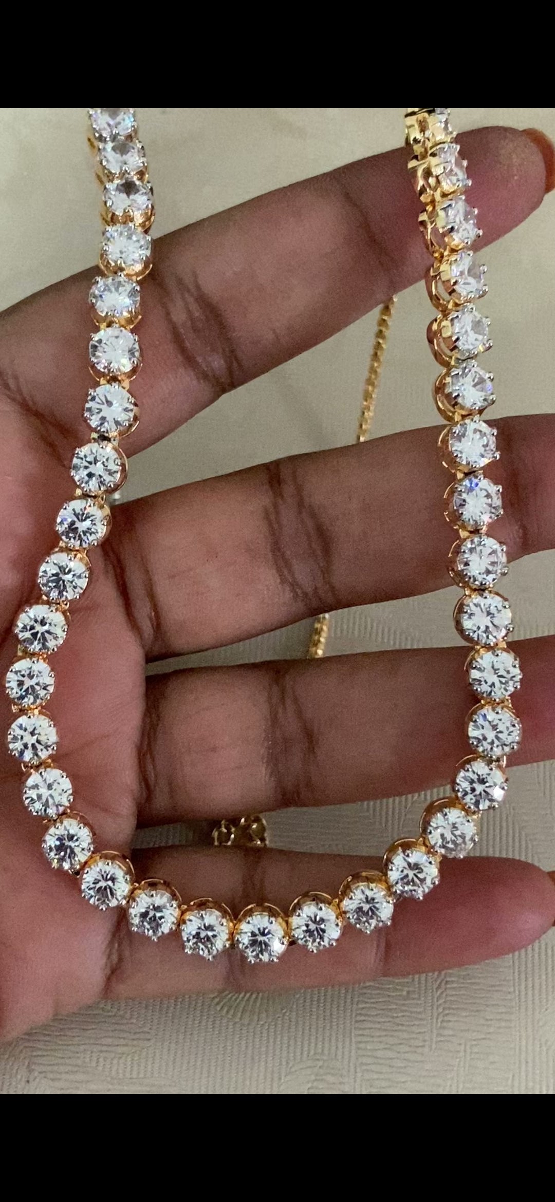 AD Single Line Necklace  | AD Necklace With Earrings