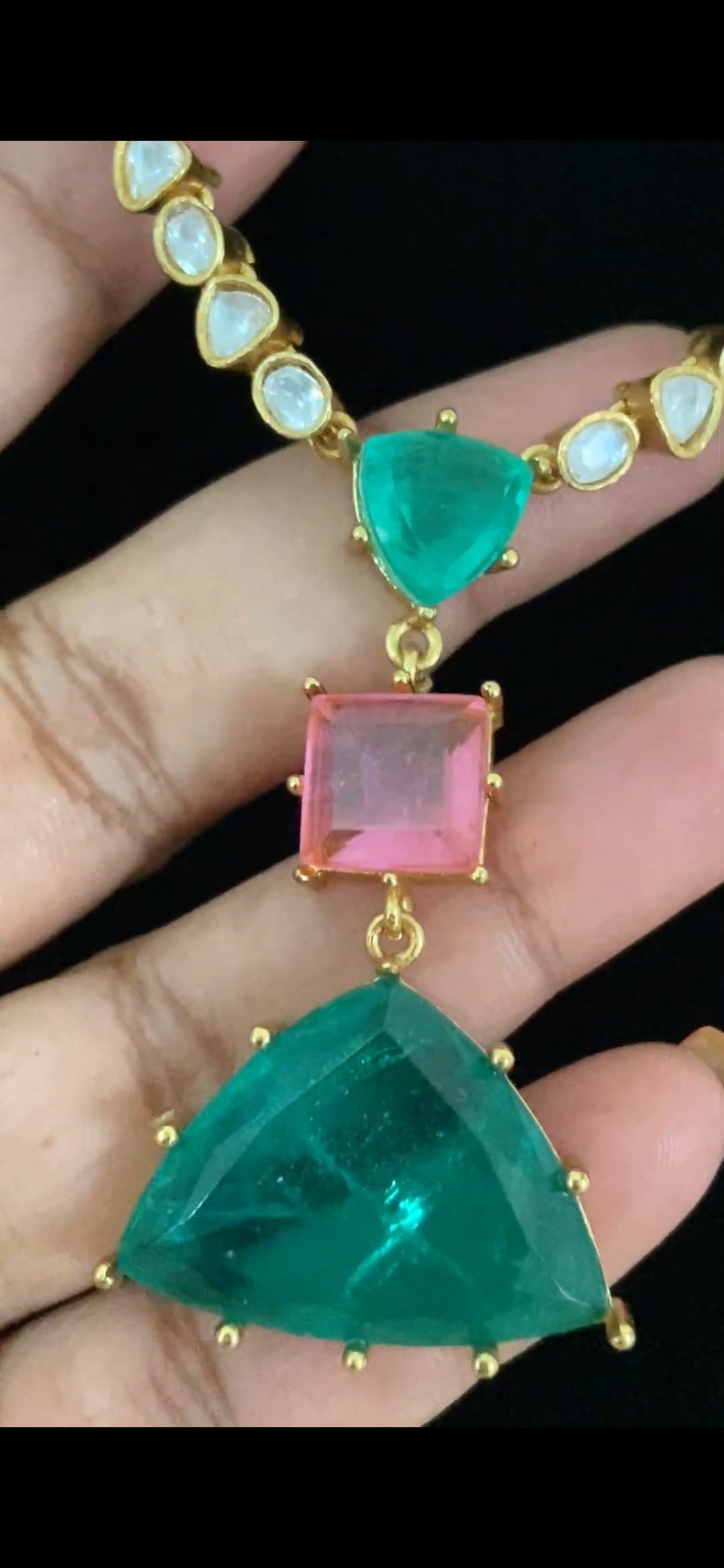 Moissanite Emerald Necklace Set | Latest Indian Jewelry In USA