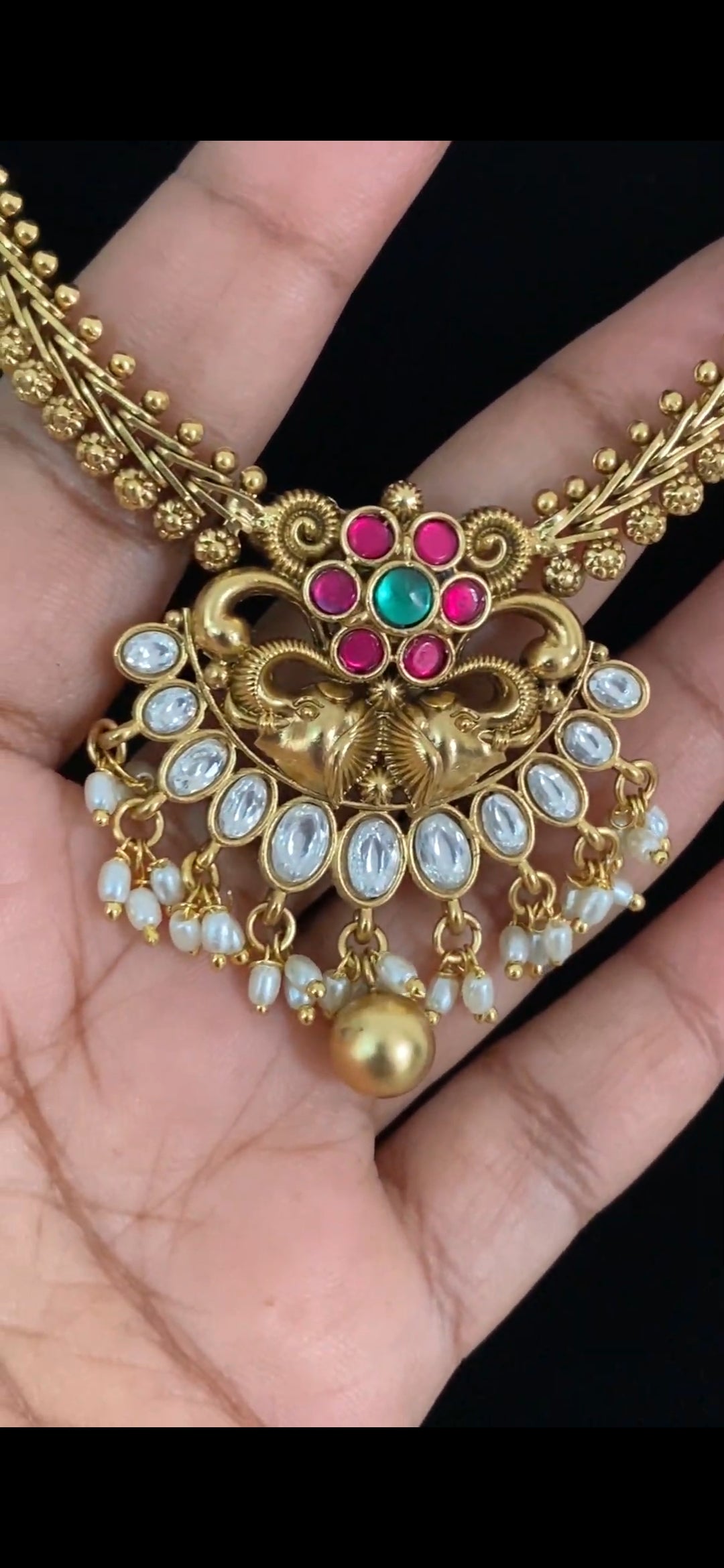 Kundan Pendant Antique Necklace Set | Traditional Indian Jewelry