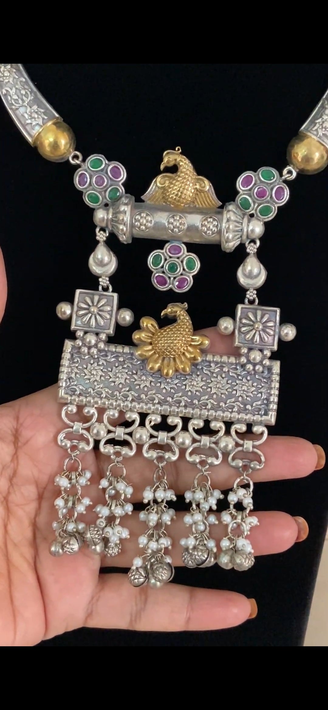Oxidised Kante Necklace With Jumkis | Indian Jewelry in USA | Statement Necklace