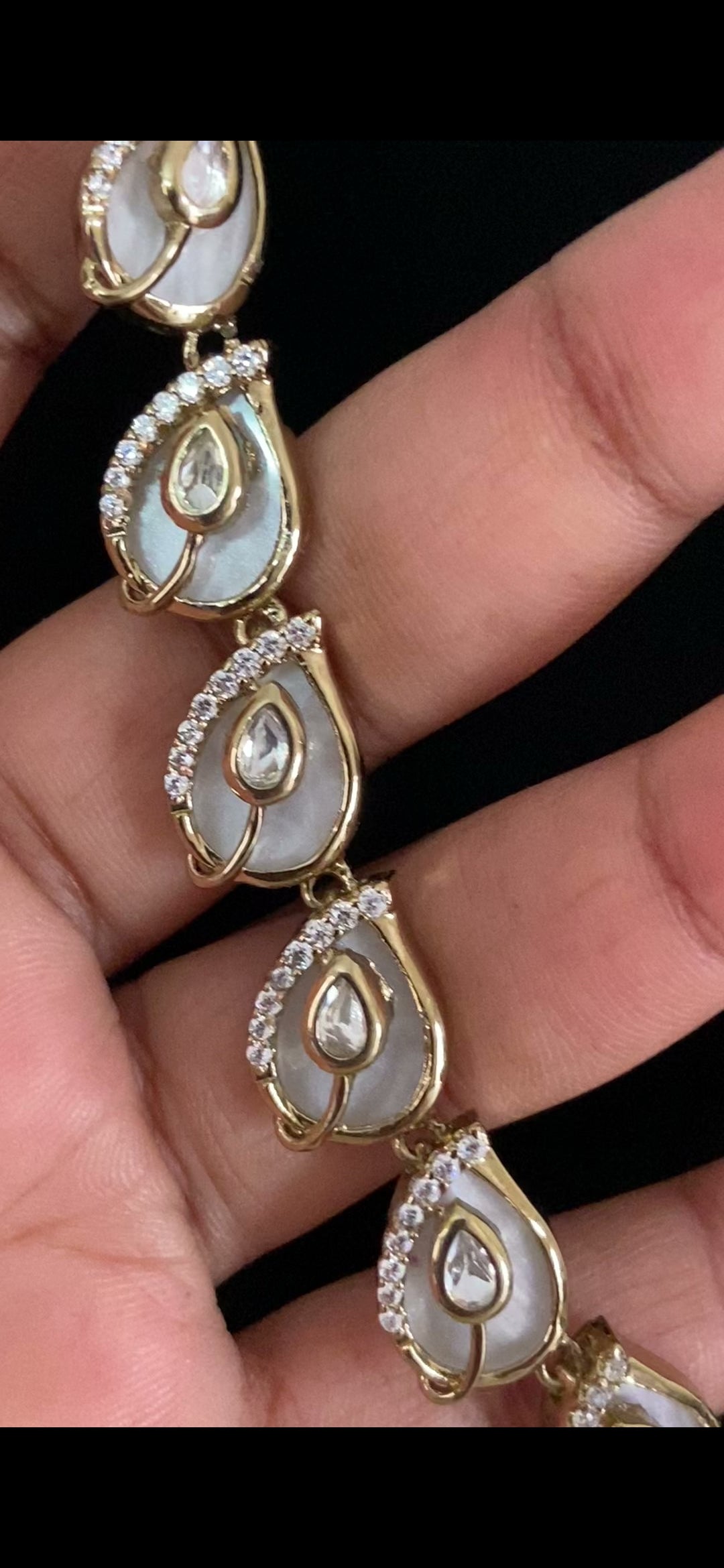 AD & Mother Pearl Necklace Set | Latest Indian Jewelry