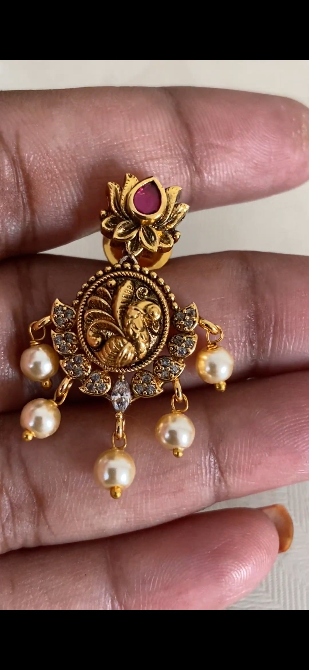 Antique Lotus Peacock Necklace Set | Traditional Temple Jewelry In USA