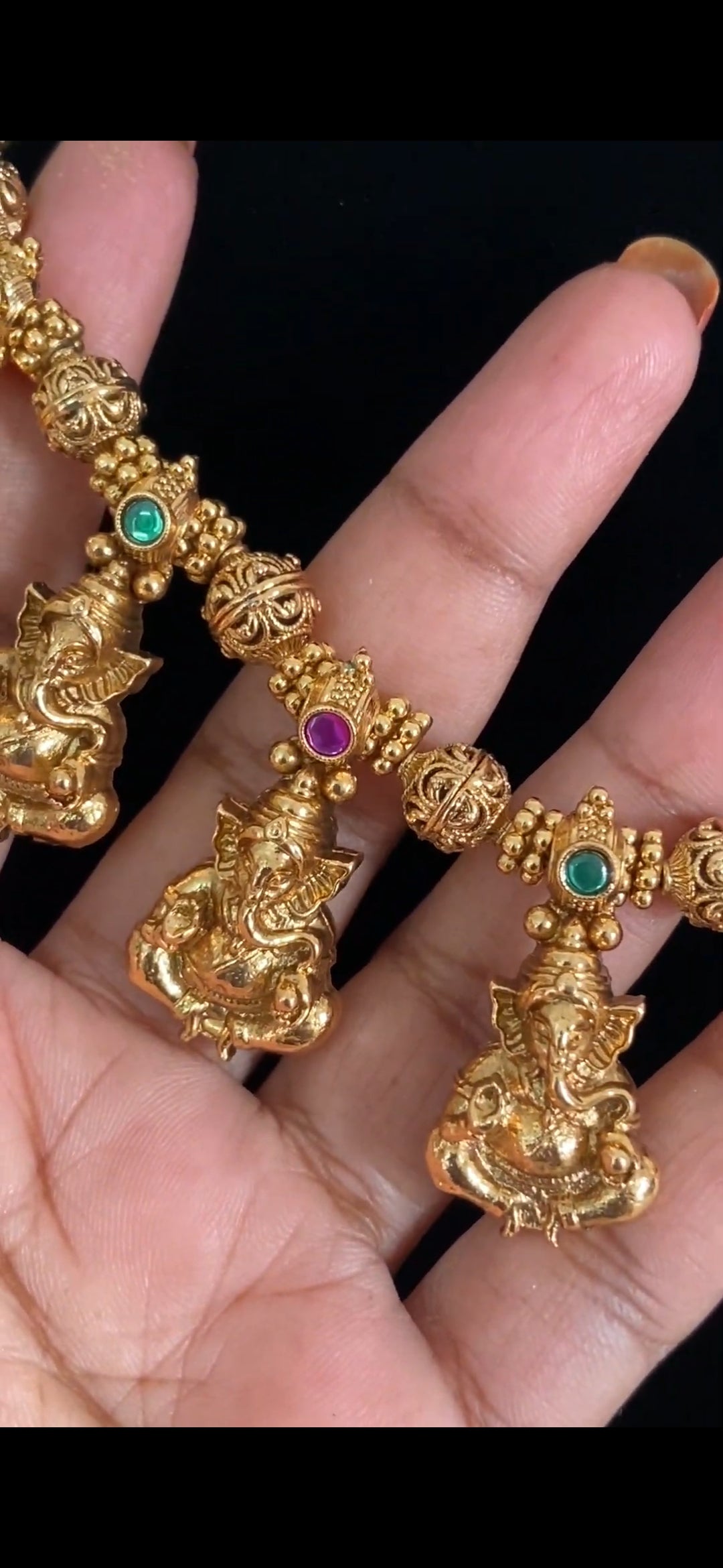Antique Ganesh Temple Necklace Set | Traditional Jewelry In USA