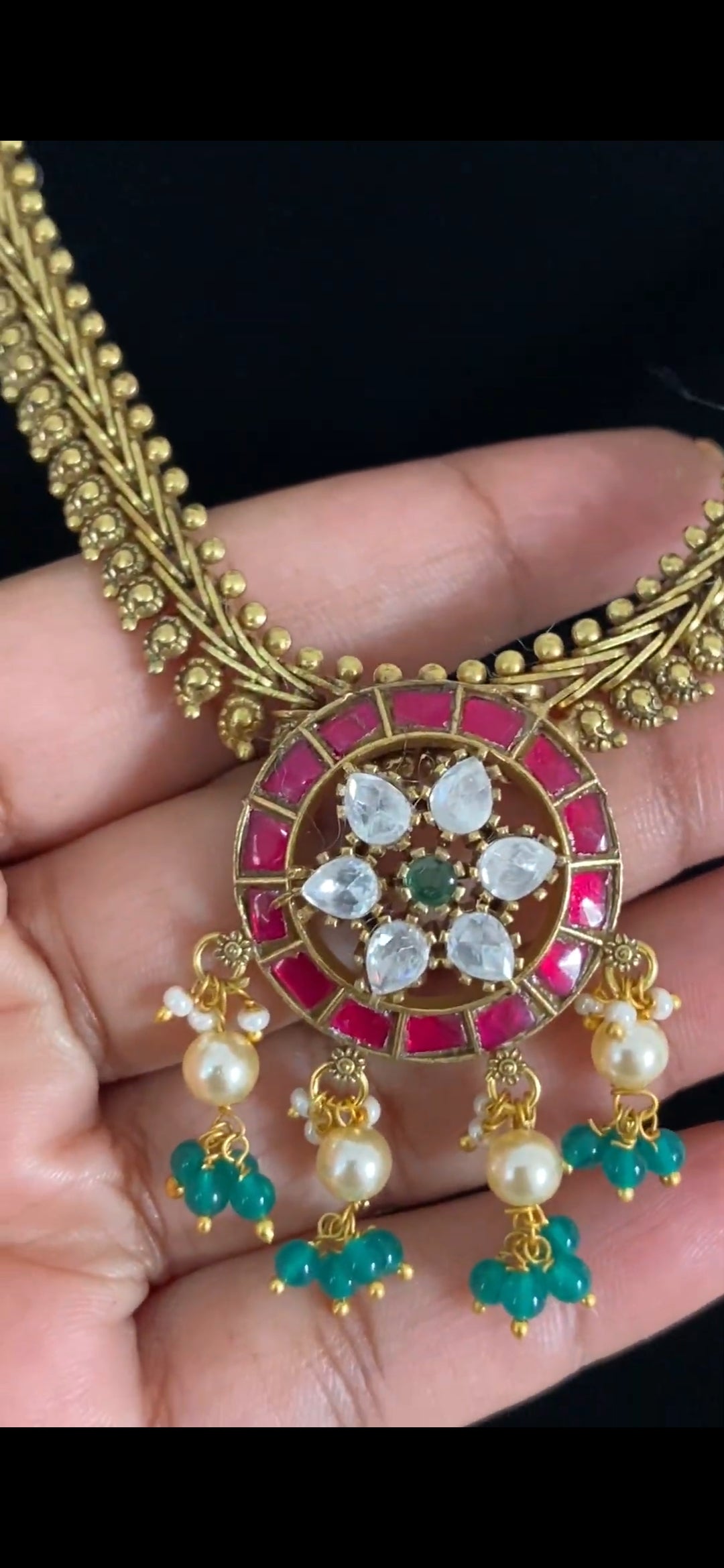 Jadau Pendant Antique Necklace | Traditional Necklace