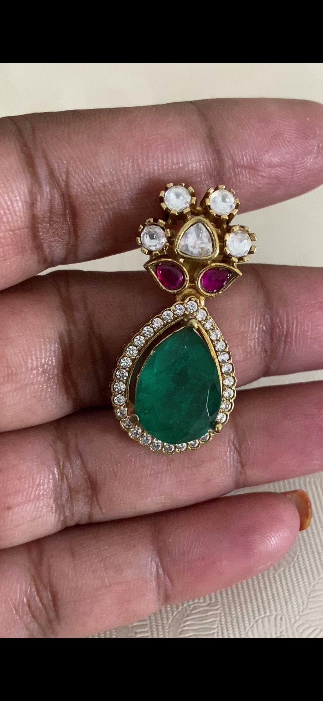 Moissanite Ruby Emerald  Necklace Set | Latest Indian Jewelry In USA