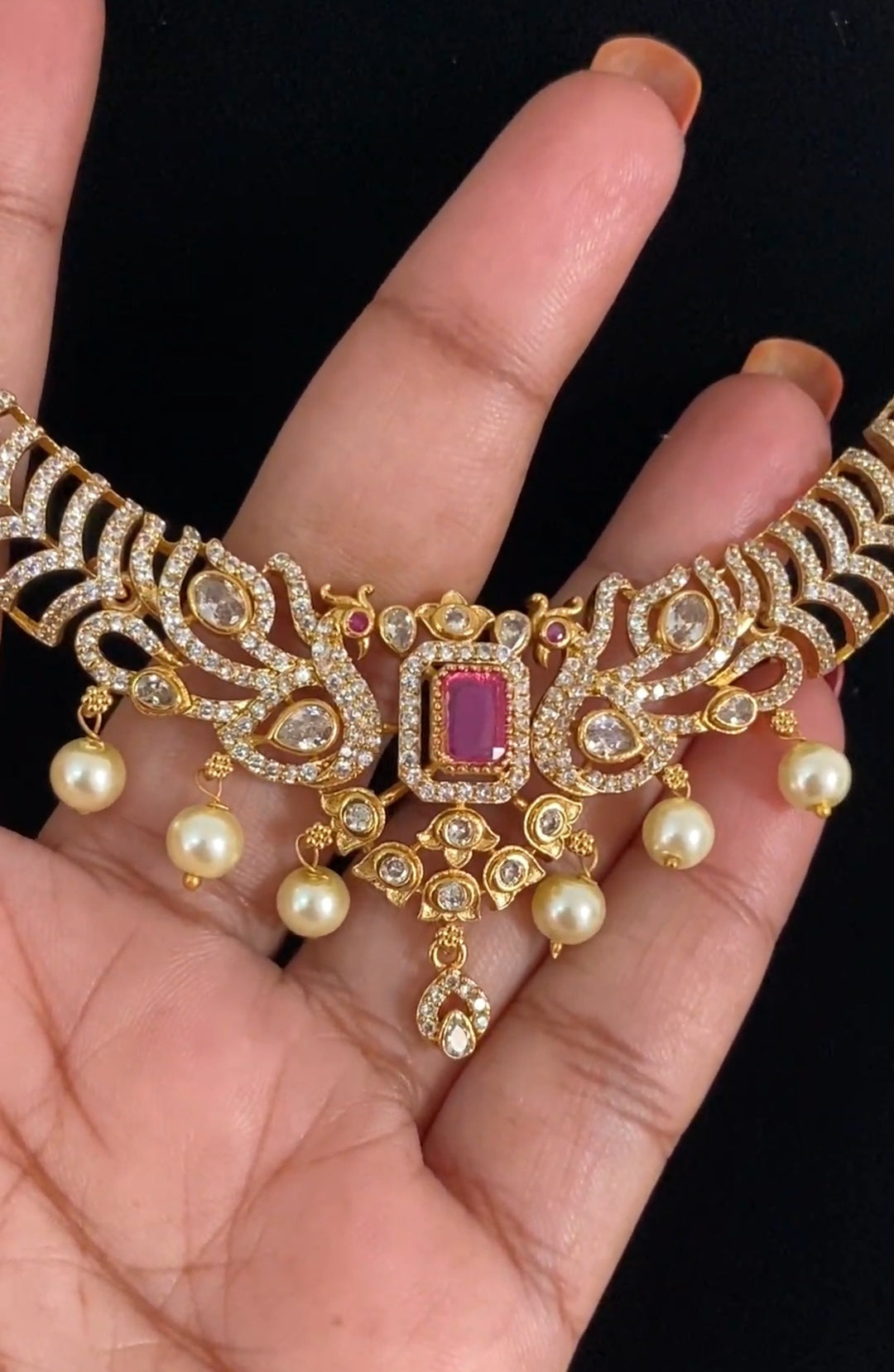 AD Necklace with Earrings | South Indian Jewelry In USA