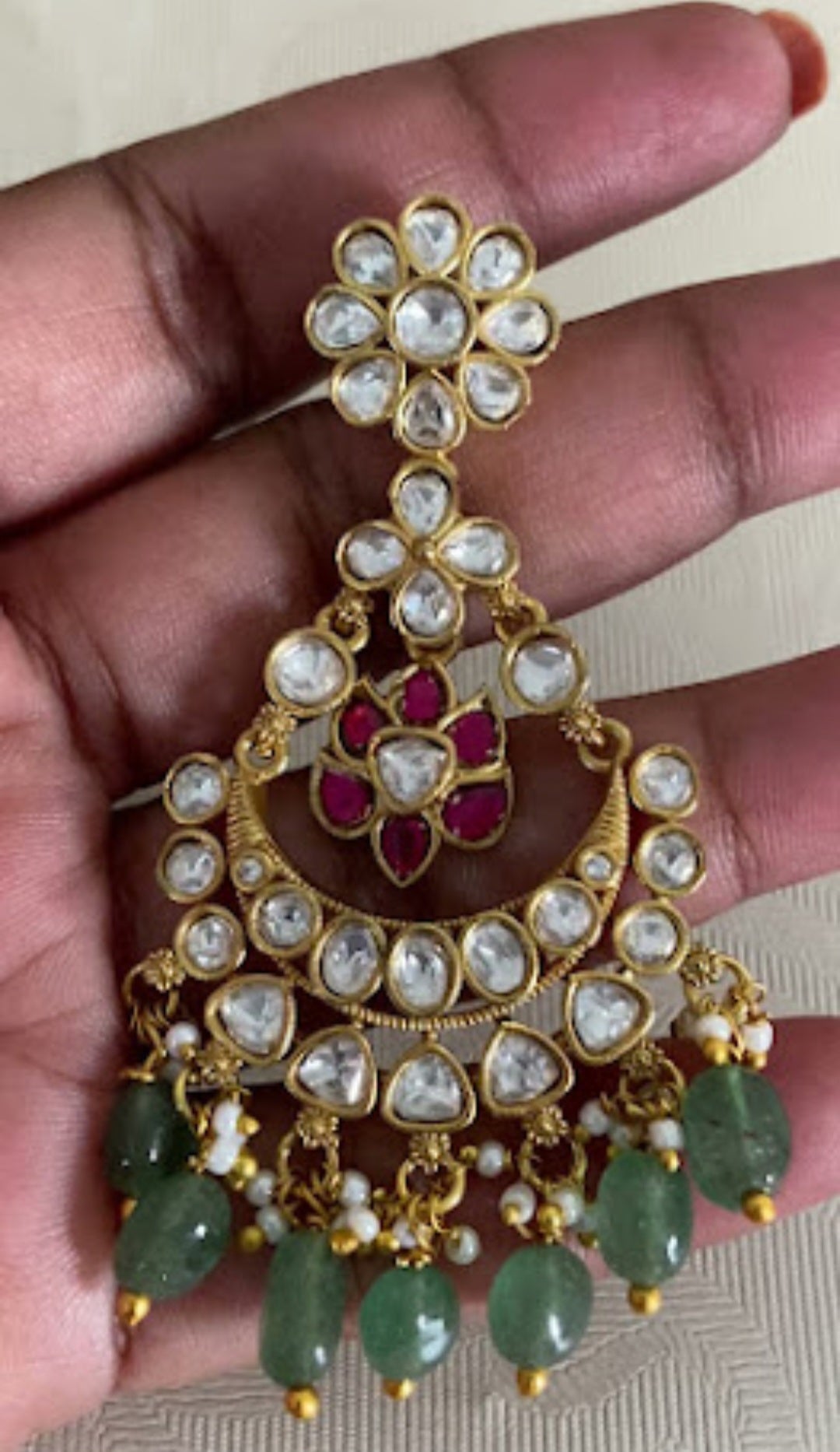 Kundan Moissanite Necklace With Earrings | Bridal jewelry In USA