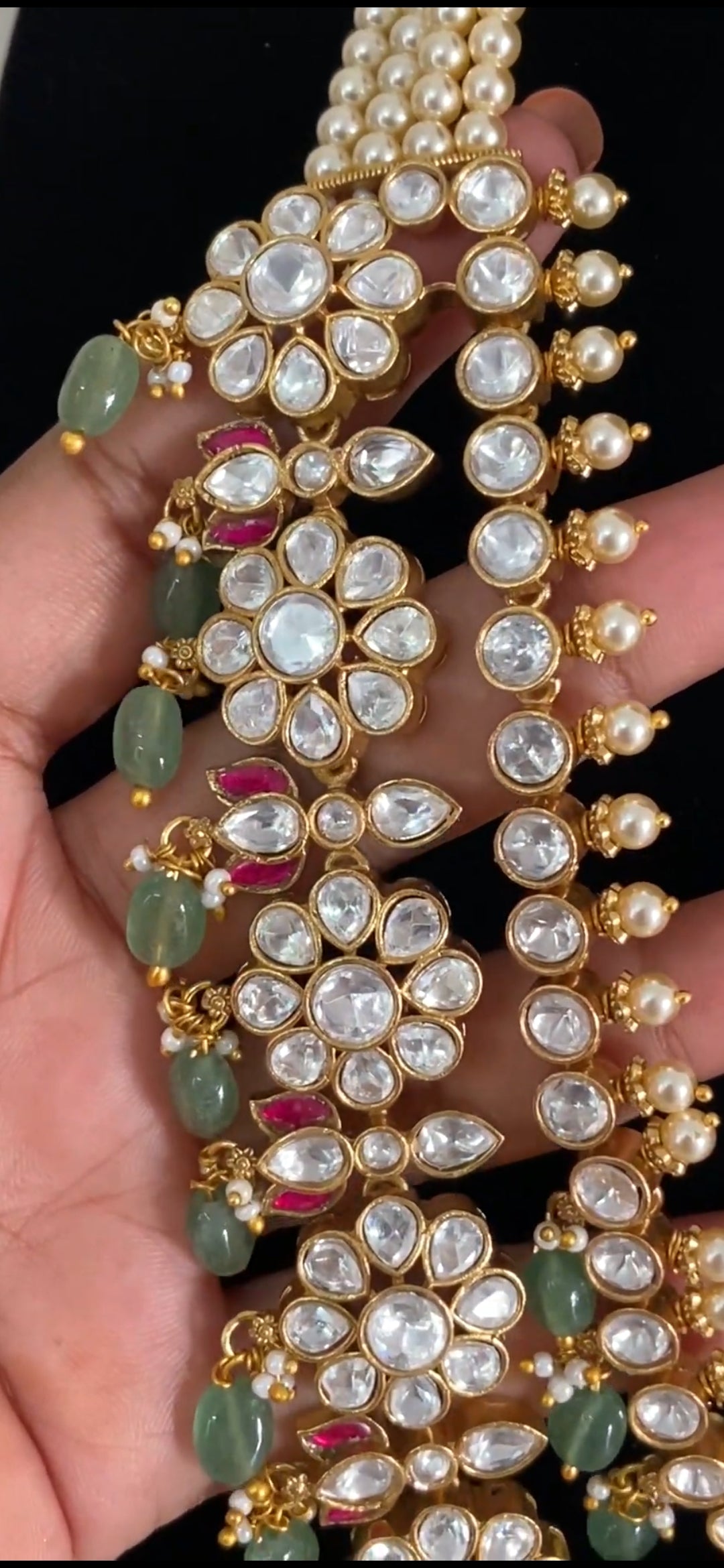Kundan Moissanite Necklace With Earrings | Bridal jewelry In USA