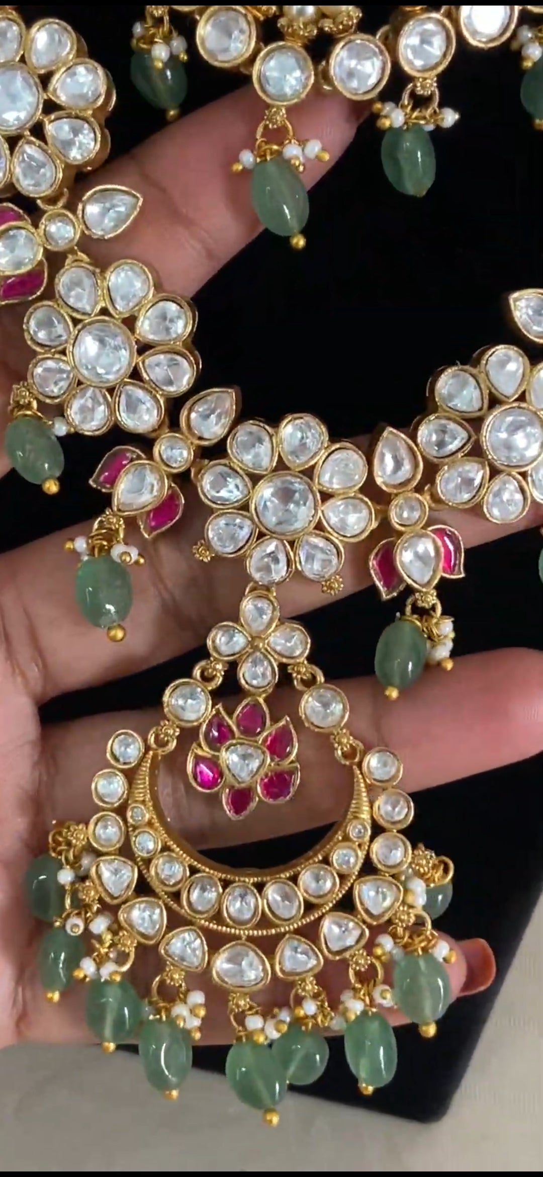 Kundan Moissanite Necklace With Earrings | Bridal jewelry In USA