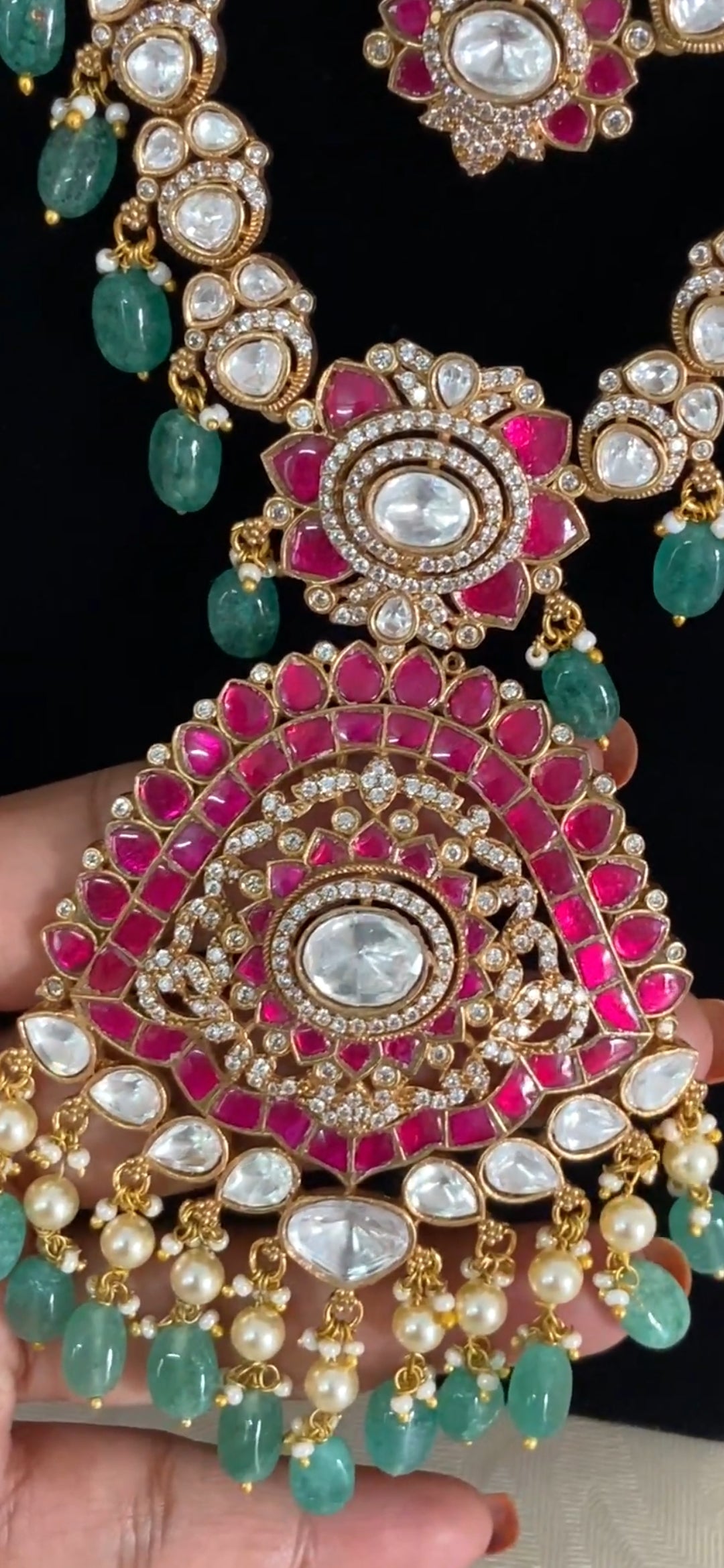 Premium Moissanites Kundan Necklace Set | Indian Bridal Necklace