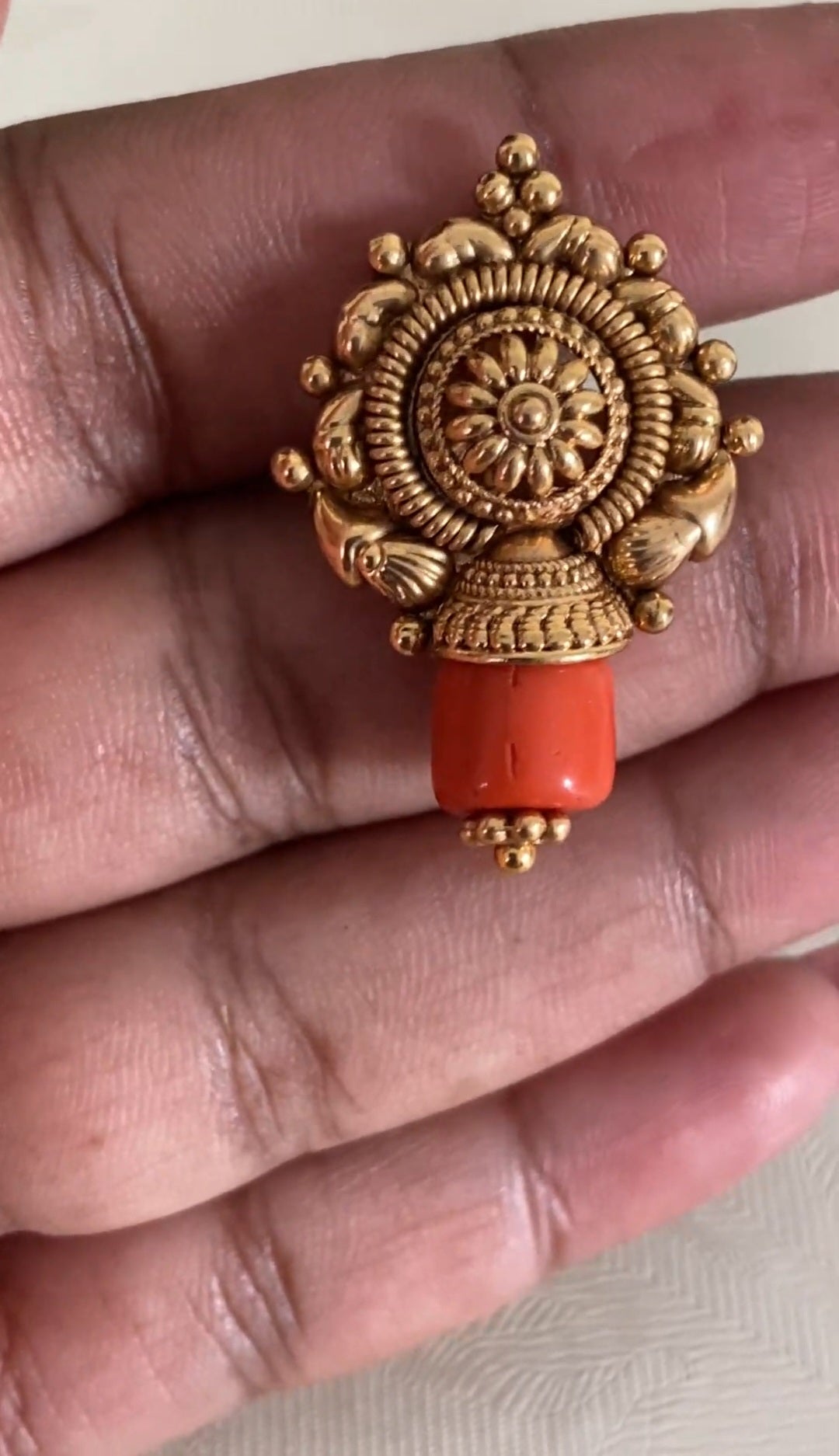 Antique & Coral Beads Mala With Studs | Handmade Jewelry