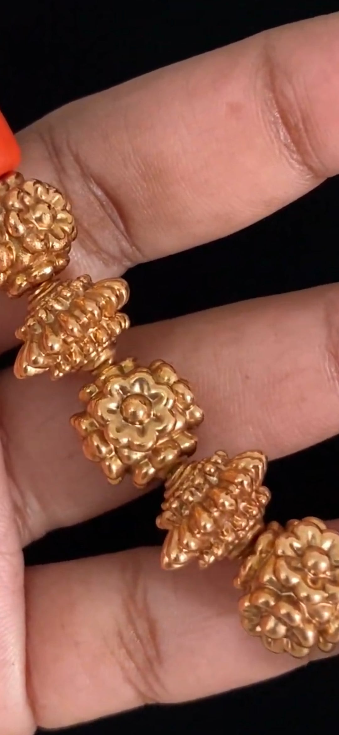 Antique & Coral Beads Mala With Studs | Handmade Jewelry