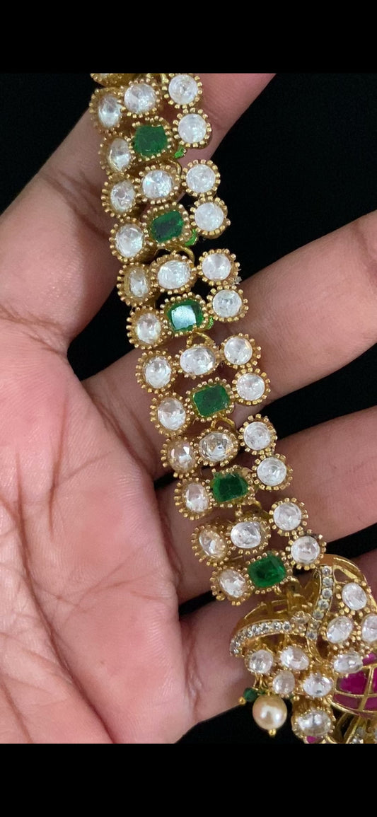 Moissanite Kundan Fusion Necklace Set | Indian Bridal Jewelry In USA