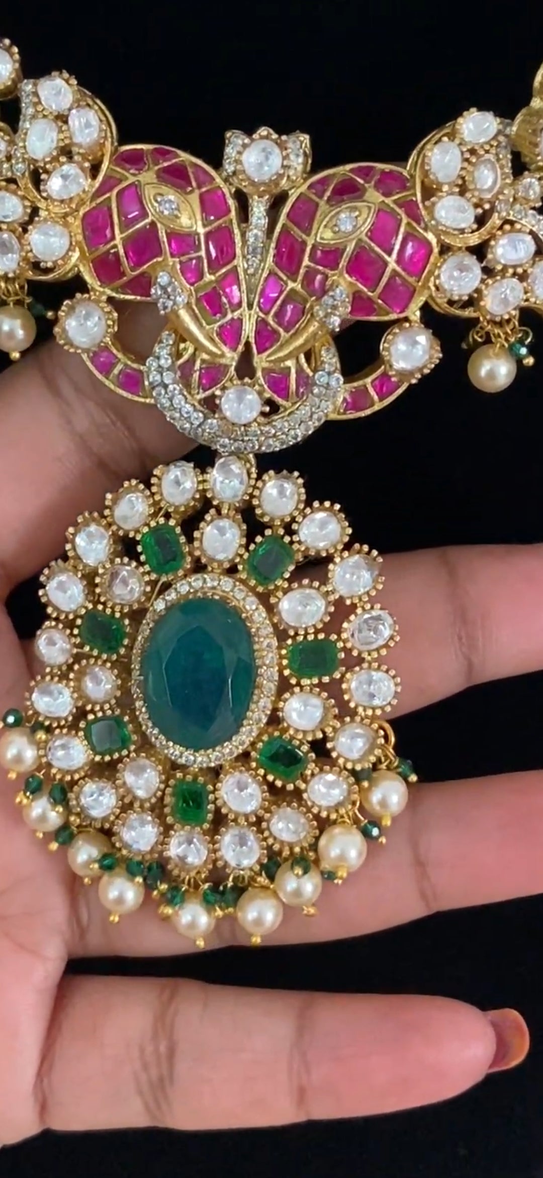 Moissanite Kundan Fusion Necklace Set | Indian Bridal Jewelry In USA