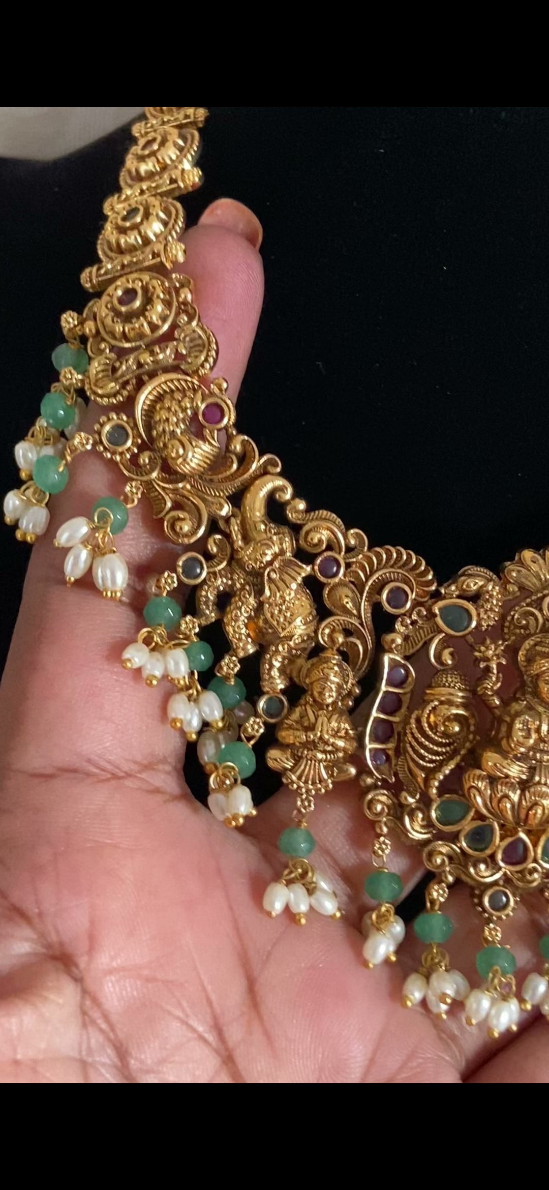Antique Temple Lakshmi Necklace Set | Traditional South Indian Jewelry