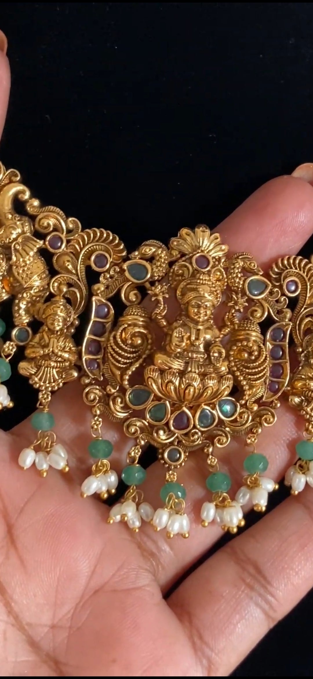 Antique Temple Lakshmi Necklace Set | Traditional South Indian Jewelry