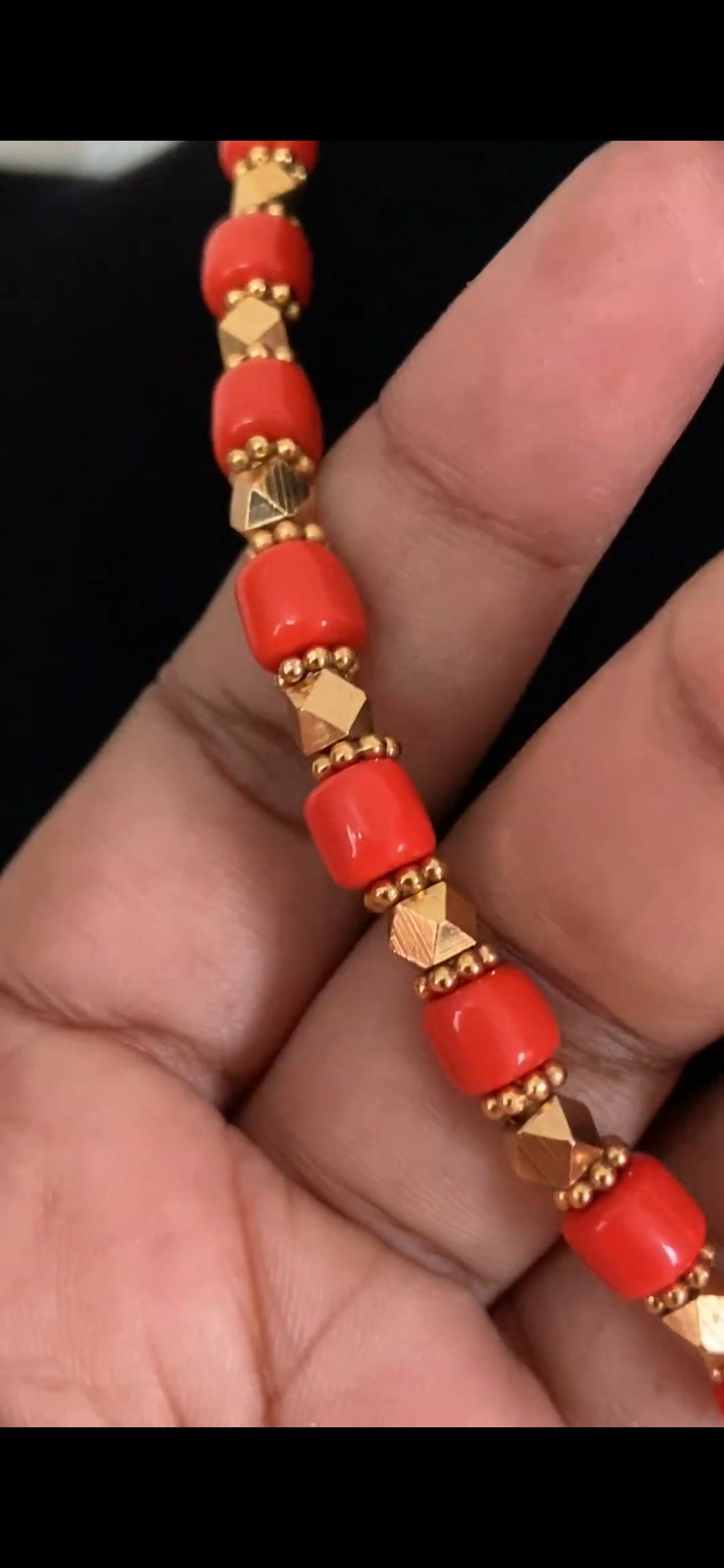 Coral Mala Necklace with Studs | Handmade Jewelry
