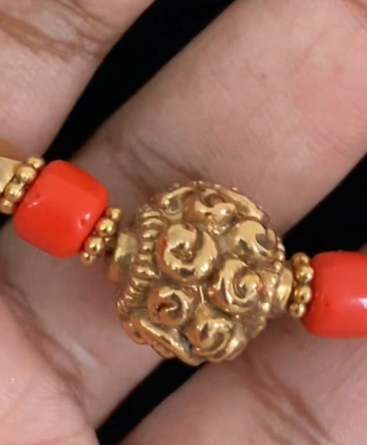 Coral Mala Necklace with Studs | Handmade Jewelry
