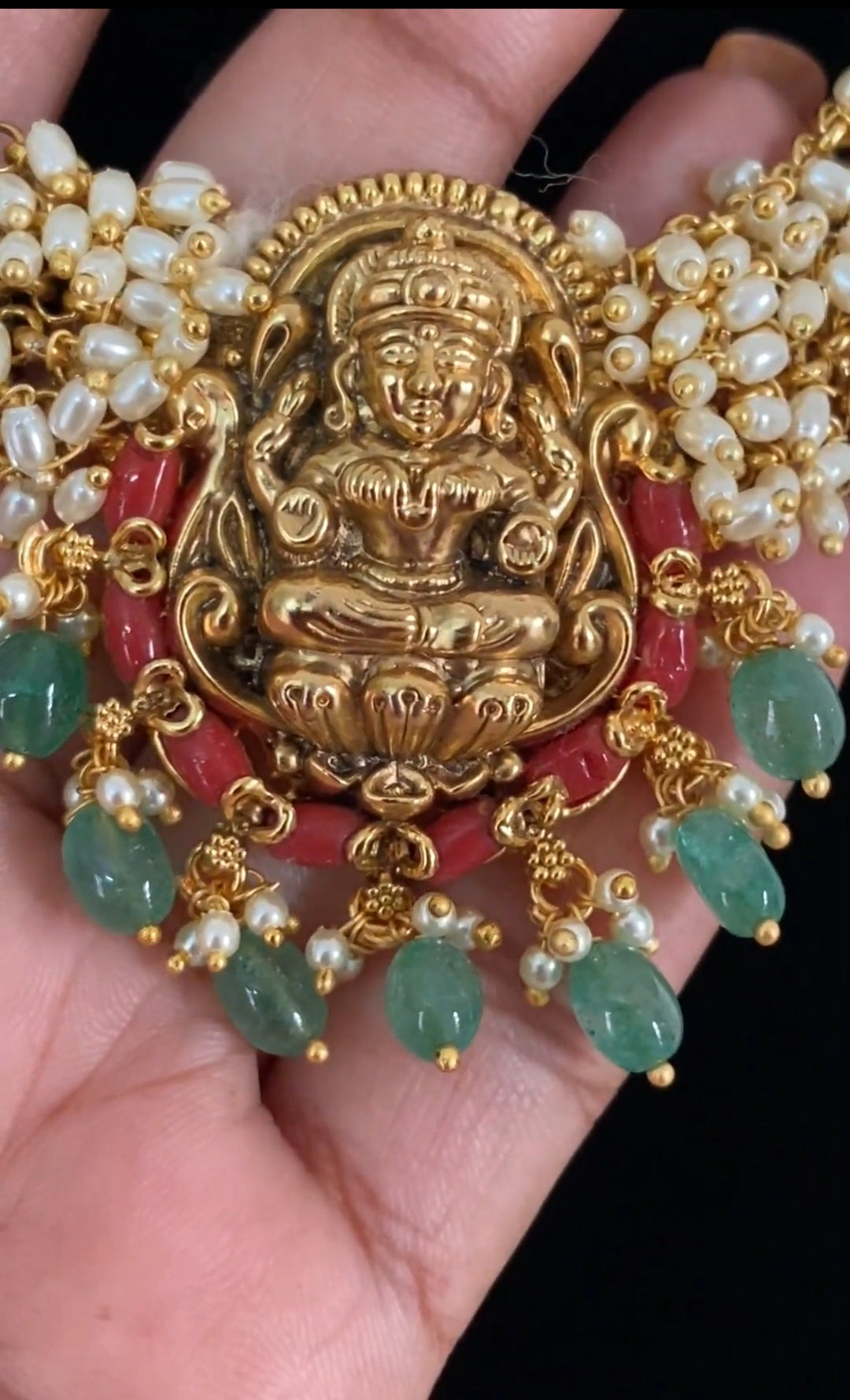 Lakshmi Pendant  Pearl Necklace Set | Indian Jewelry In USA