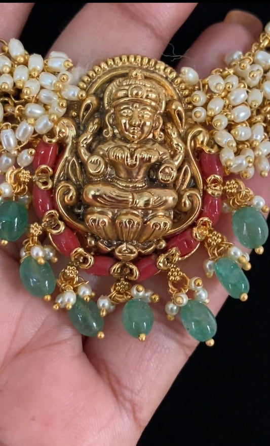 Lakshmi Pendant  Pearl Necklace Set | Indian Jewelry In USA