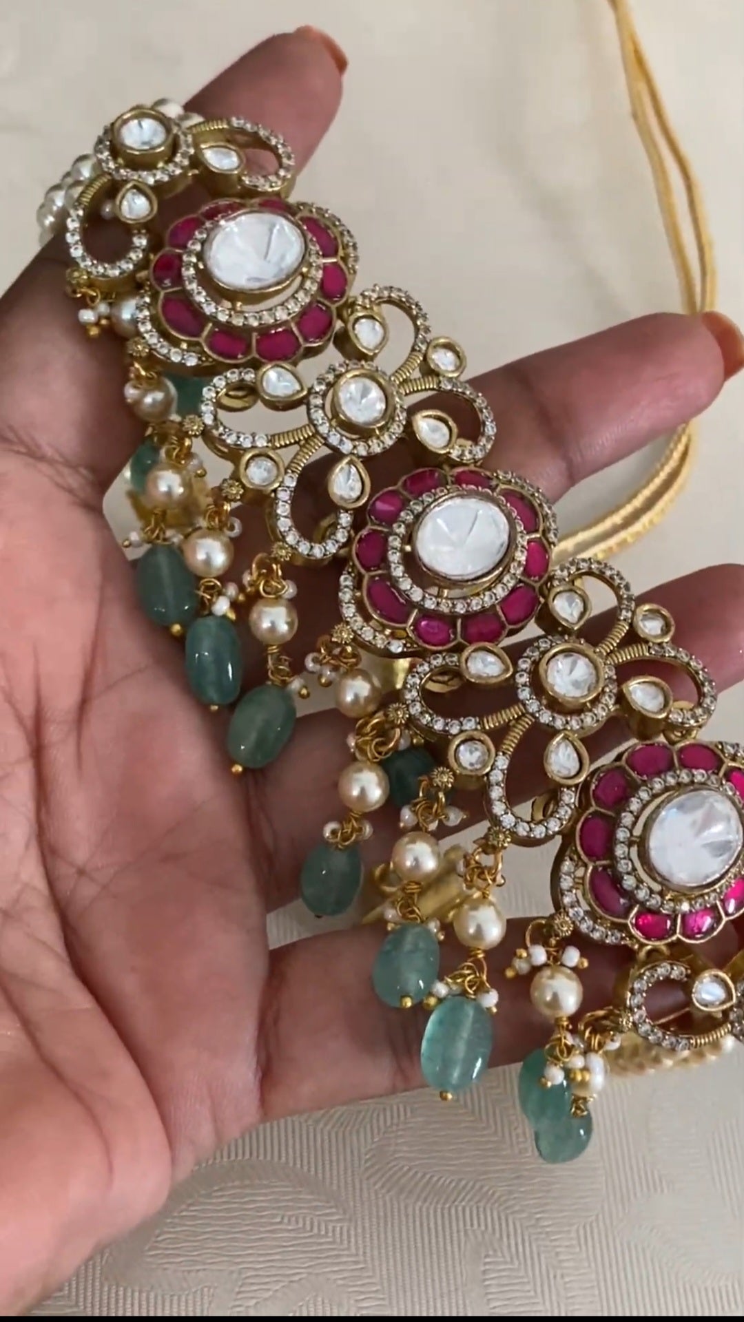 Moissanite & Jadau Fusion Choker With Earrings | Indian Jewelry In USA
