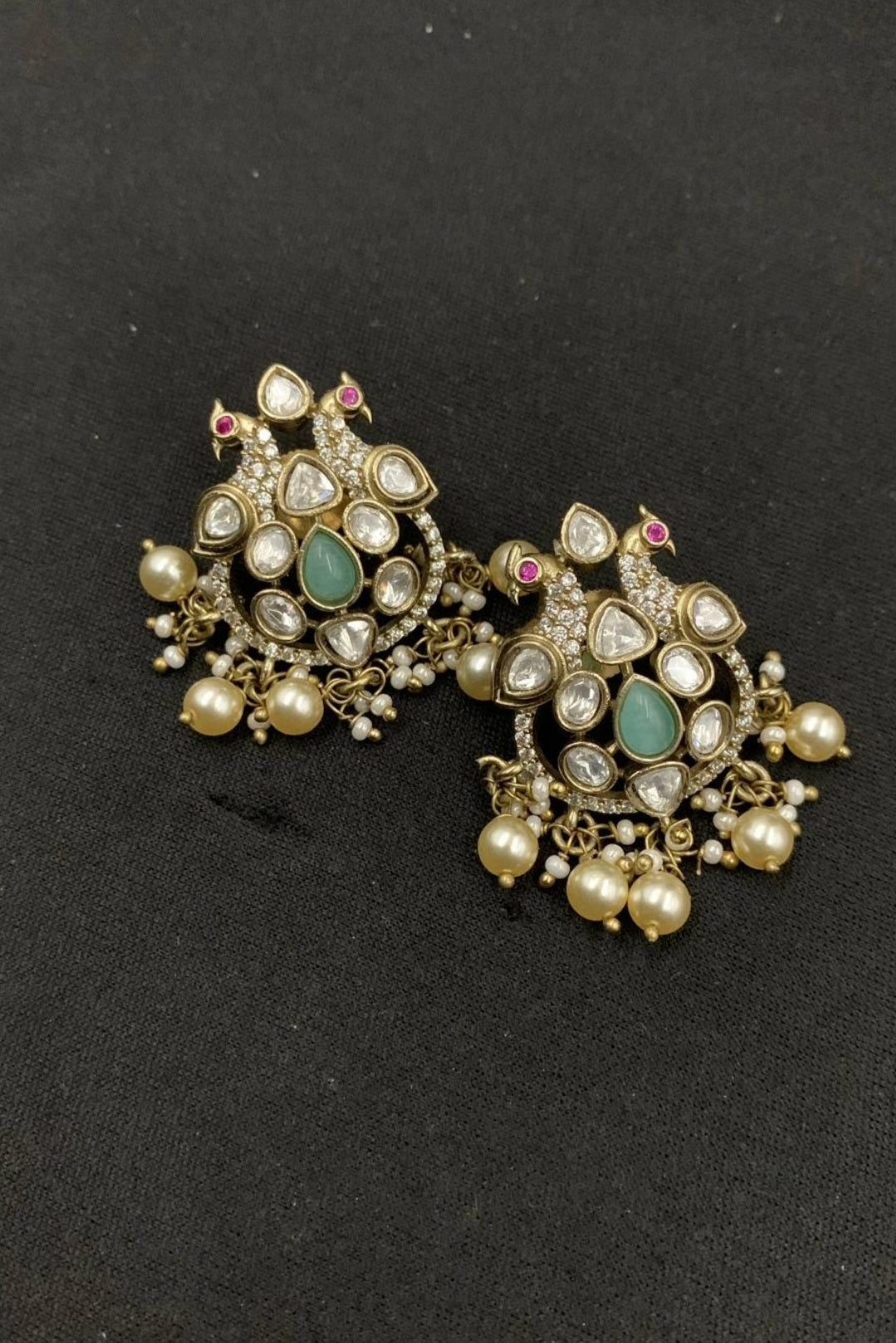 AD Polki Peacock Studs | Indian Jewelry In USA