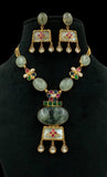 Kundan Fusion Natural Stones Necklace Set | Indian jewelry In USA