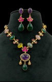 Kundan Fusion Natural Stones Necklace Set | Indian jewelry In USA