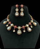 Kundan Fusion Natural Stones Necklace Set | Indian jewelry In USA