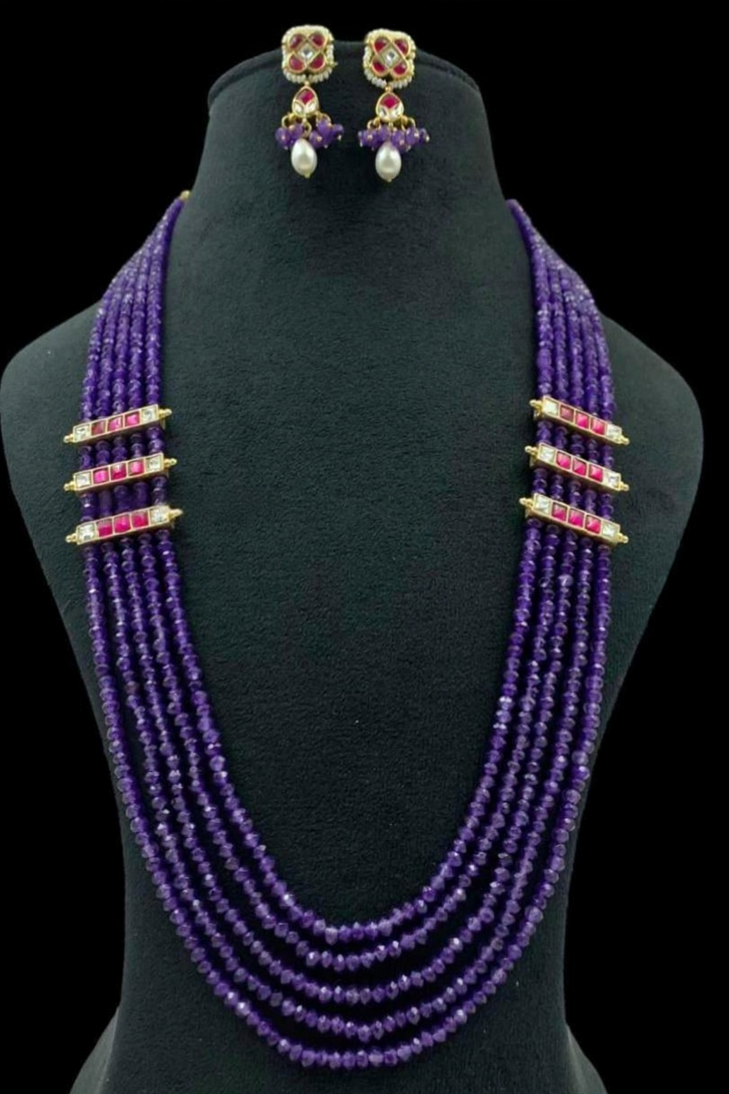 Onyx & Beads Multi-Layer Necklace Set | Indian Jewelry