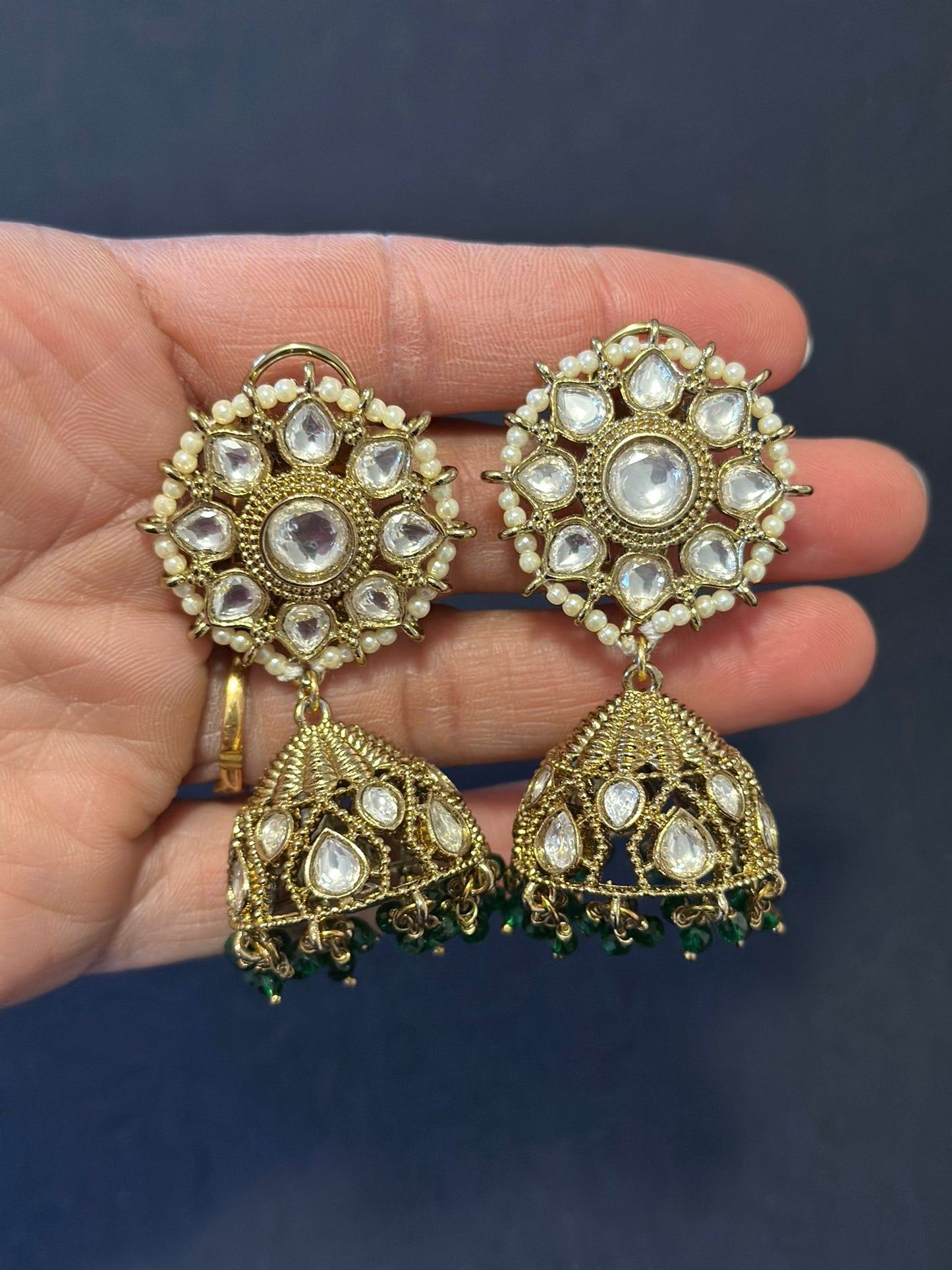 Mehandi Polish Polki Jumki Earrings | Indian Earrings