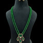 AD Victorian Pendant Onyx Beads Mala Necklace With Earrings