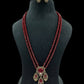 AD Victorian Pendant Onyx Beads Mala Necklace With Earrings