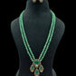 AD Victorian Pendant Onyx Beads Mala Necklace With Earrings