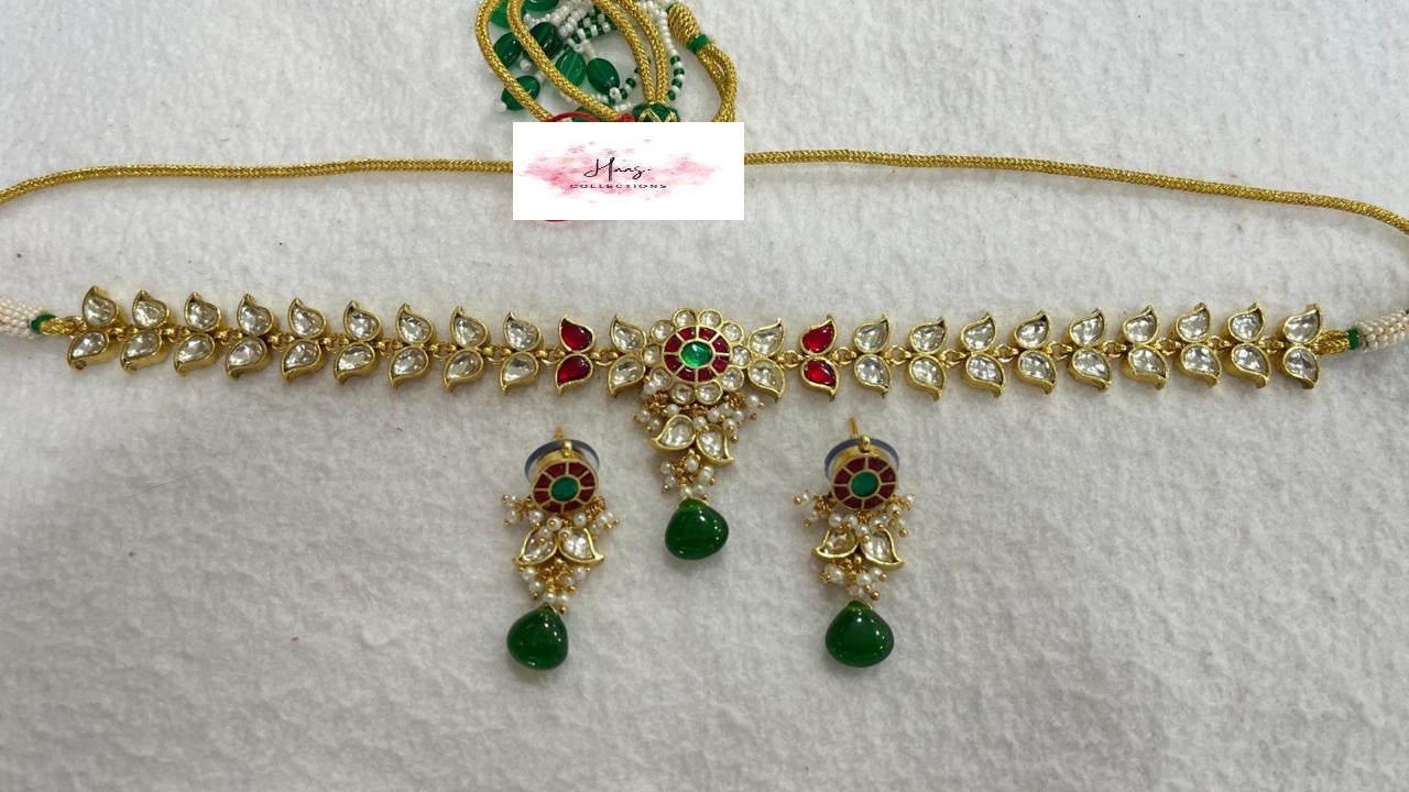 Jadau Kundan Choker With Earrings | Indian traditional jewelry