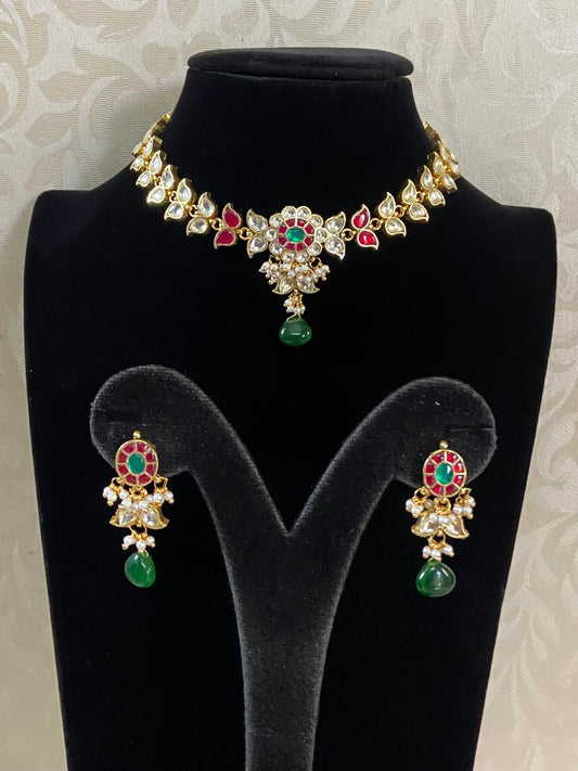 Jadau Kundan Choker With Earrings | Indian traditional jewelry