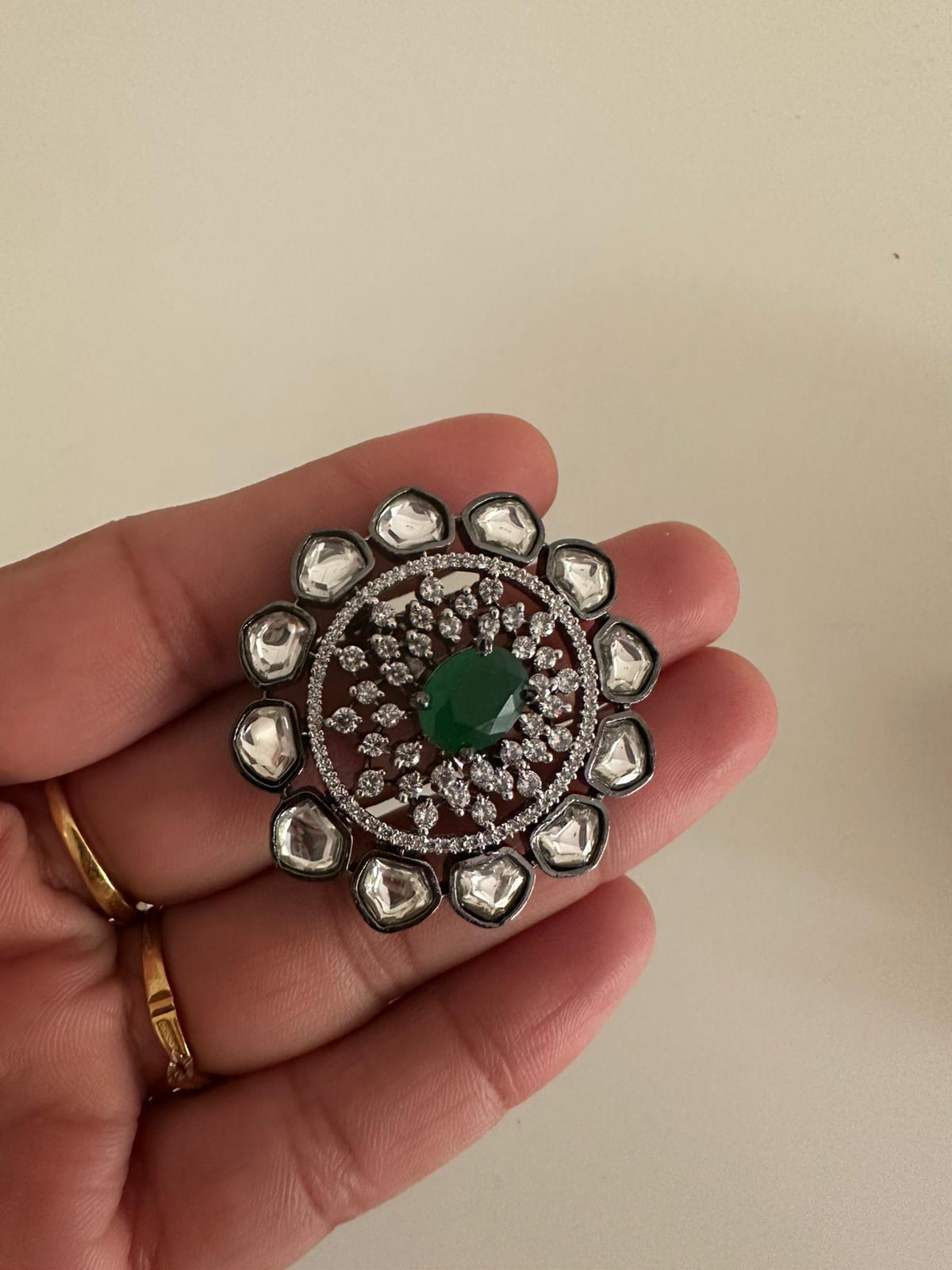 Kundan Victorian finger ring | Adjustable finger ring