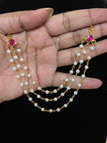 Jadau Kundan Pearl Champaswaralu | Kundan Ear Chains | Hair accessories