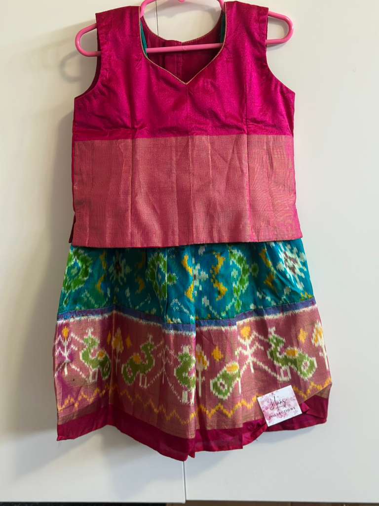 Pure Silk Ikkat Baby Lehanga | Ikkat Pattu Pavada | Girls party wear dresses