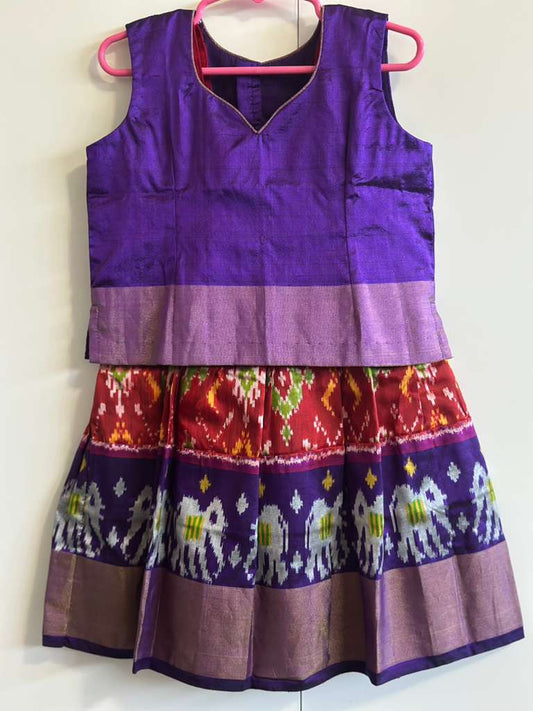 Pure Silk Ikkat Baby Lehanga | Ikkat Pattu Pavada | Girls party wear dresses