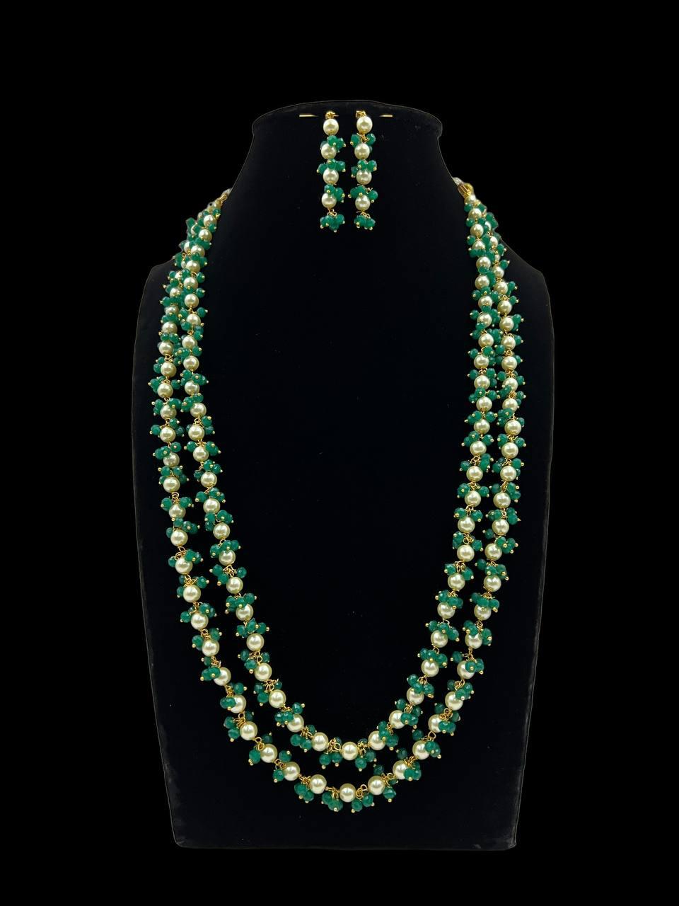 Beads with Pearls Long Necklace & Earrings | Indian Jewelry In USA