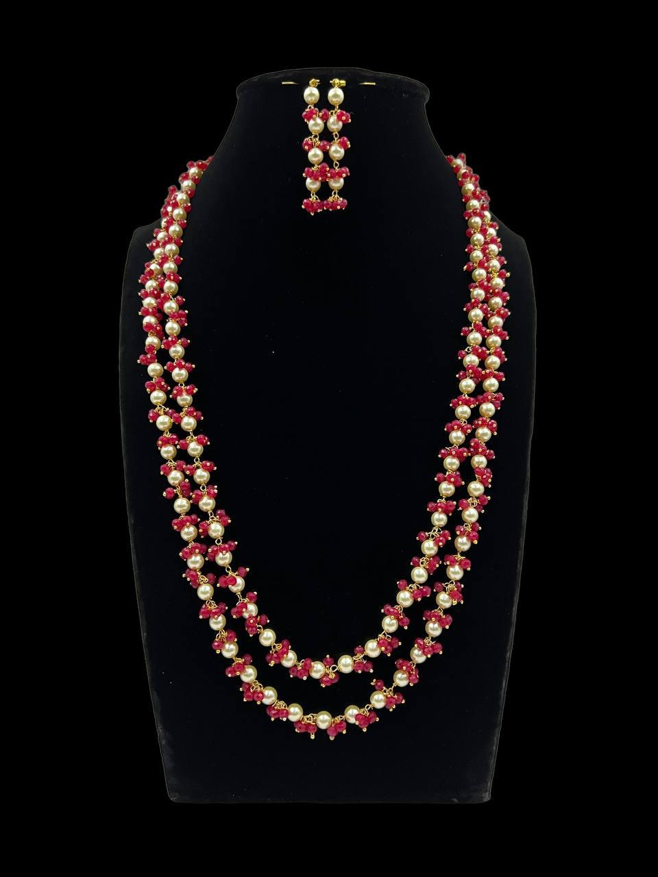 Beads with Pearls Long Necklace & Earrings | Indian Jewelry In USA
