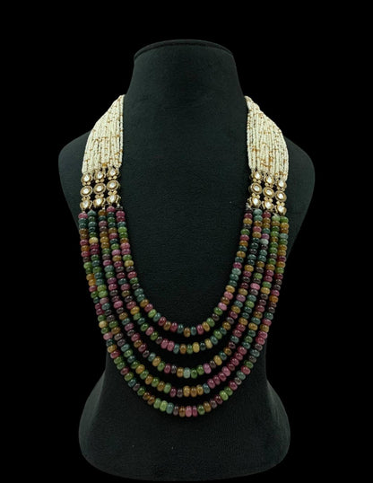 Polki Side Pendants Pearl & Beads Necklace | Indian Jewelry In Usa