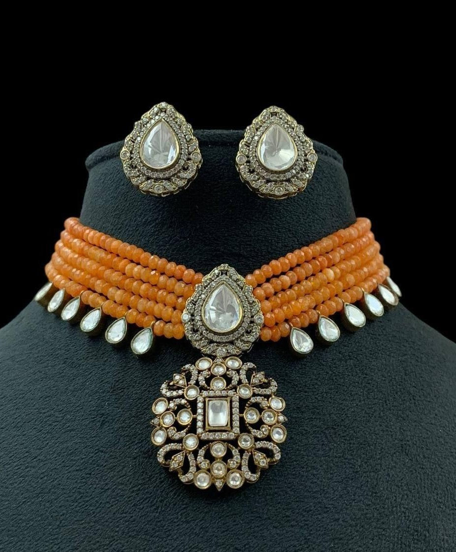 AD Victorian Polki Beads Choker | Exclusive Necklace