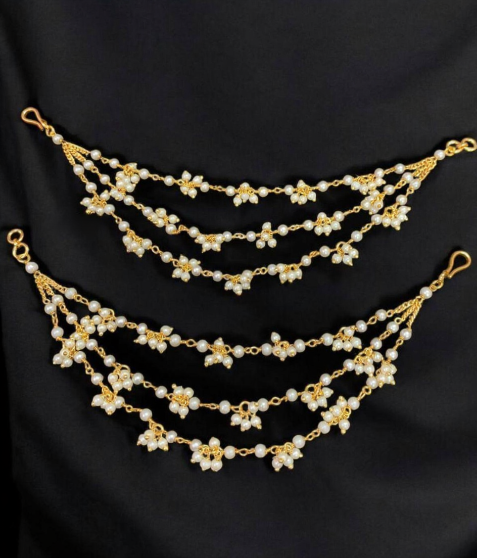 Pearl  Ear Chains | Hair accessories | Champaswaralu