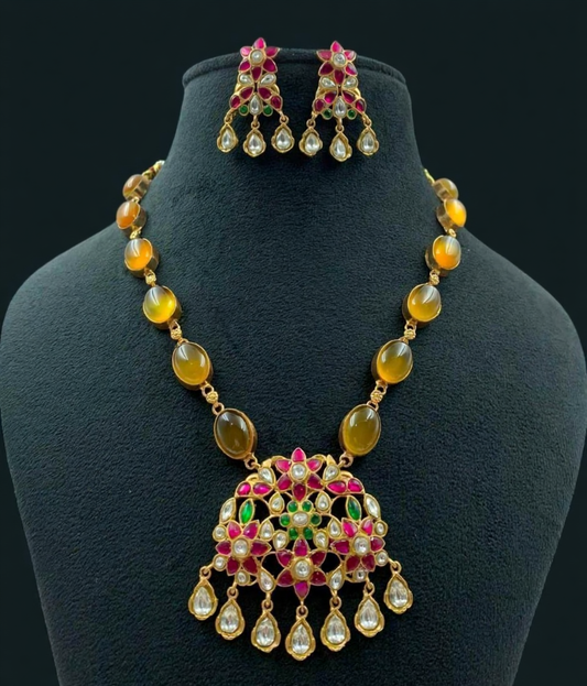 Natural stones Fusion Necklace | Indian Necklace | Gift idea