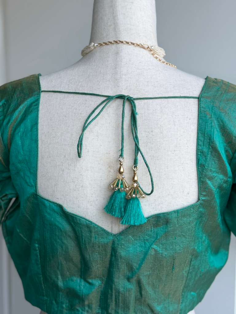 Raw Silk Tissue Embroidery Blouse | Readymade Blouses in USA