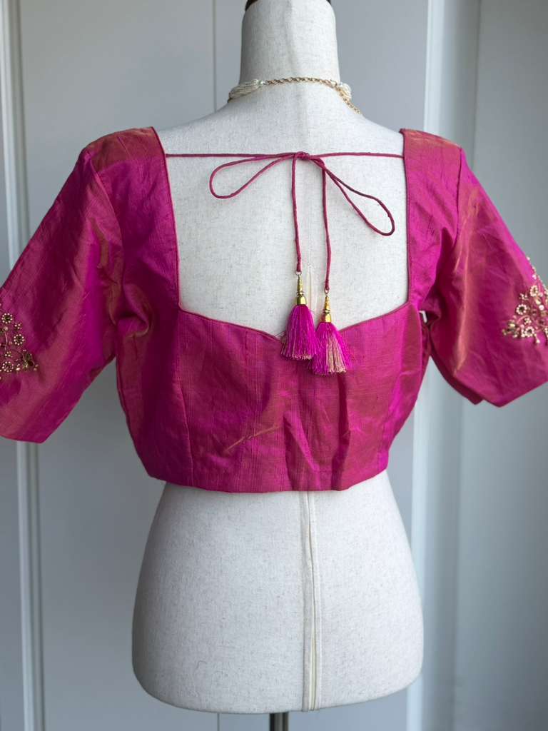 Raw Silk Tissue Embroidery Blouse | Readymade Blouses in USA