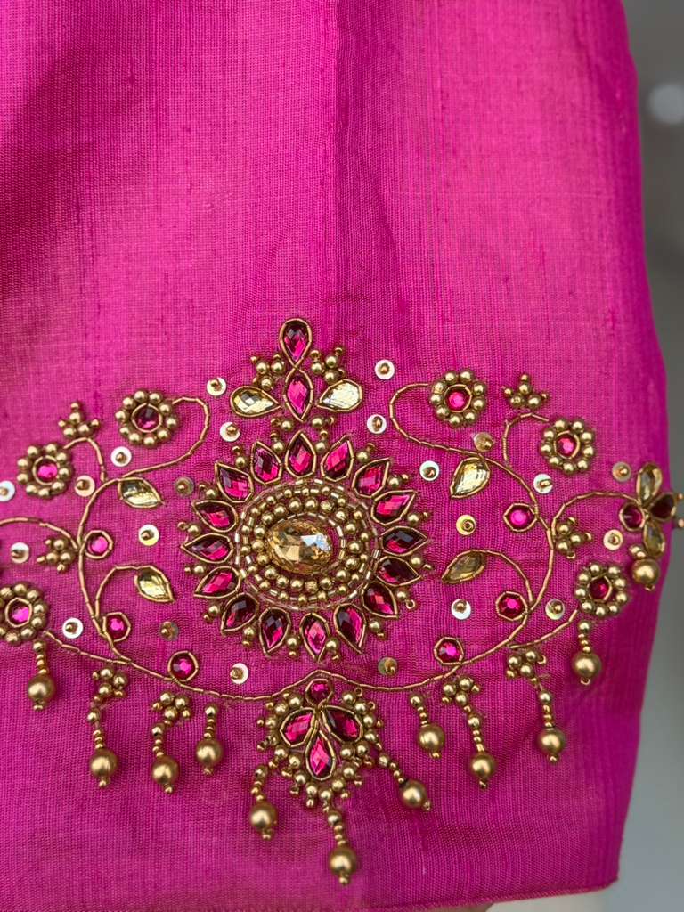 Raw Silk Tissue Embroidery Blouse | Readymade Blouses in USA
